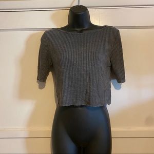 TopShop Crop Top Gray Cable Knit